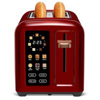 New full-touchscreen toaster, double-blade design, stainless steel body.