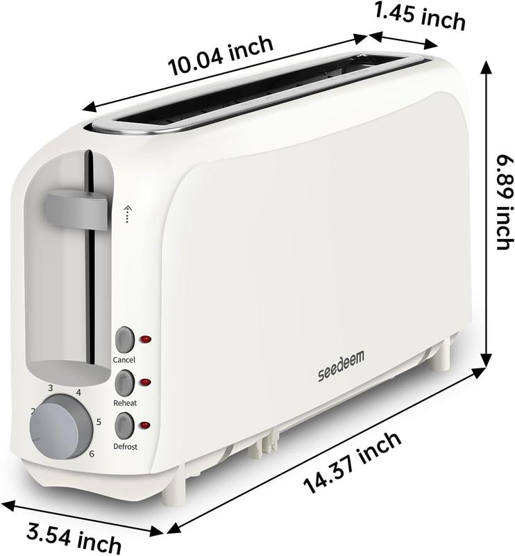 Ultra-thin slicer toaster suitable for any kitchen space, with 6 levels of toasting control.