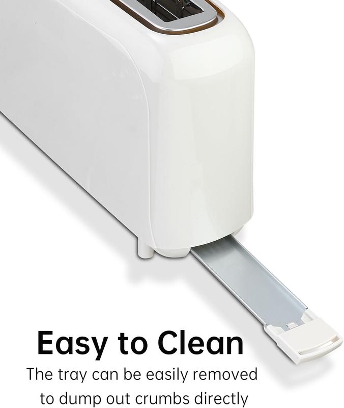 Ultra-thin slicer toaster suitable for any kitchen space, with 6 levels of toasting control.