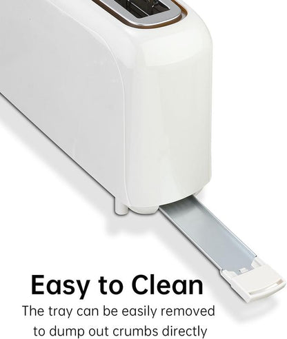 Ultra-thin slicer toaster suitable for any kitchen space, with 6 levels of toasting control.