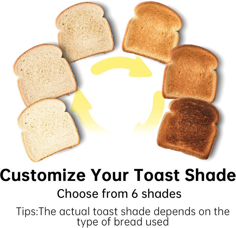 Ultra-thin slicer toaster suitable for any kitchen space, with 6 levels of toasting control.