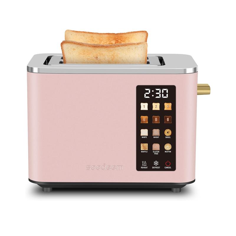Dual-blade smart stainless steel toaster with touch screen and 6 toaster settings.