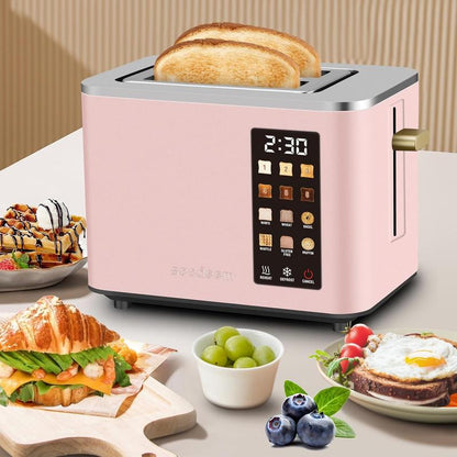 Dual-blade smart stainless steel toaster with touch screen and 6 toaster settings.