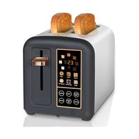 Four-piece stainless steel toaster, LCD display, touch buttons, 6 bread types, 7 toasting settings.