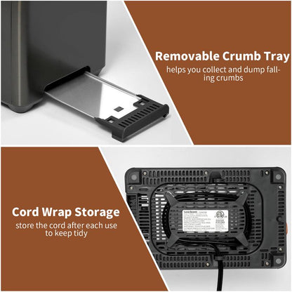 New full-touchscreen toaster, double-blade design, stainless steel body.