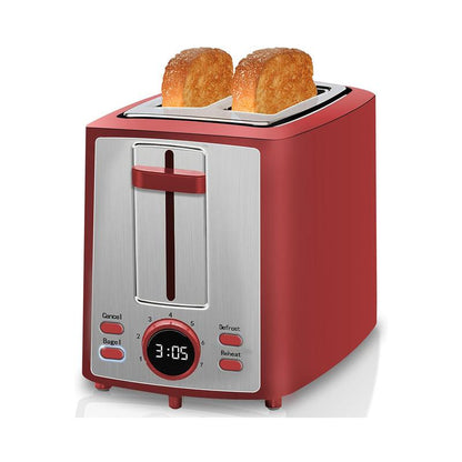 Dual-slice toaster with LCD display and 7 toasting settings.