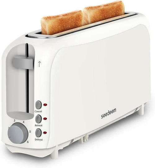 Ultra-thin slicer toaster suitable for any kitchen space, with 6 levels of toasting control.