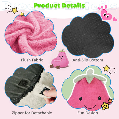 Modern Beanbag Chair for 24/31 Inch Padded Toddler Sofa with High Rebound Memory Foam Beige Purple Eggplant Design Perfect for Reading Gaming or Lounging