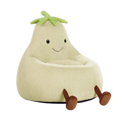 Modern Beanbag Chair for 24/31 Inch Padded Toddler Sofa with High Rebound Memory Foam Beige Purple Eggplant Design Perfect for Reading Gaming or Lounging