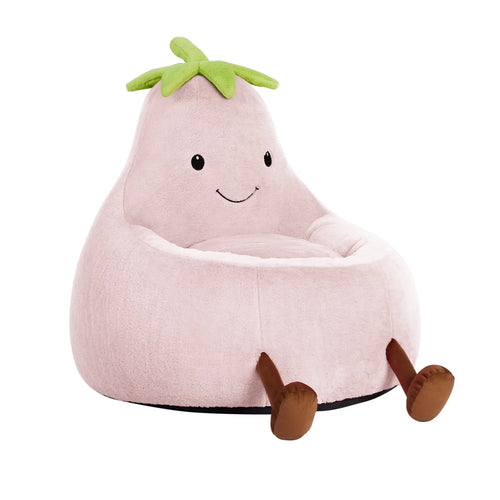 Modern Beanbag Chair for 24/31 Inch Padded Toddler Sofa with High Rebound Memory Foam Beige Purple Eggplant Design Perfect for Reading Gaming or Lounging