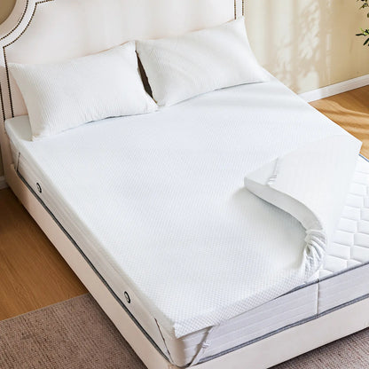 Cooling Gel Memory Foam Mattress Topper for Relieve Back Pain, Ventilated Design, CertiPUR-US Certified, Removable Plush Cover