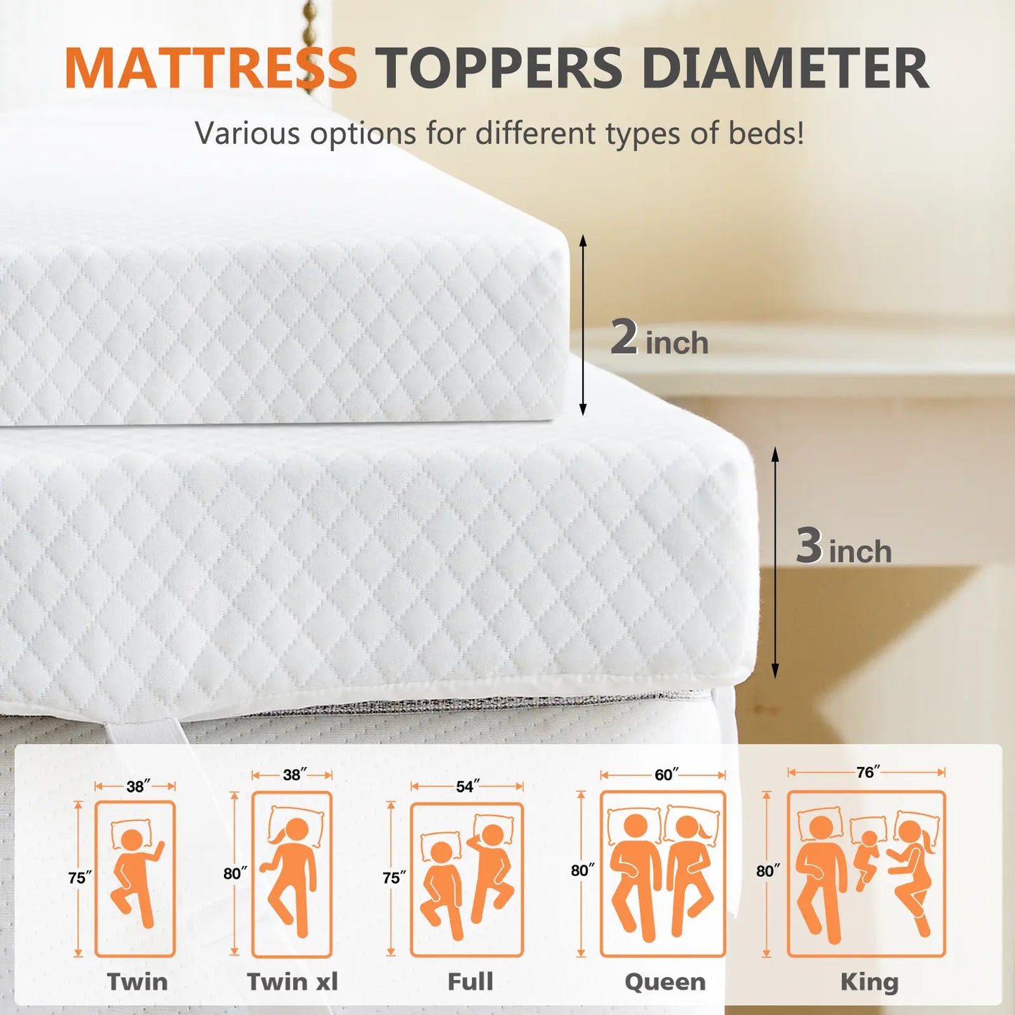 Cooling Gel Memory Foam Mattress Topper for Relieve Back Pain, Ventilated Design, CertiPUR-US Certified, Removable Plush Cover