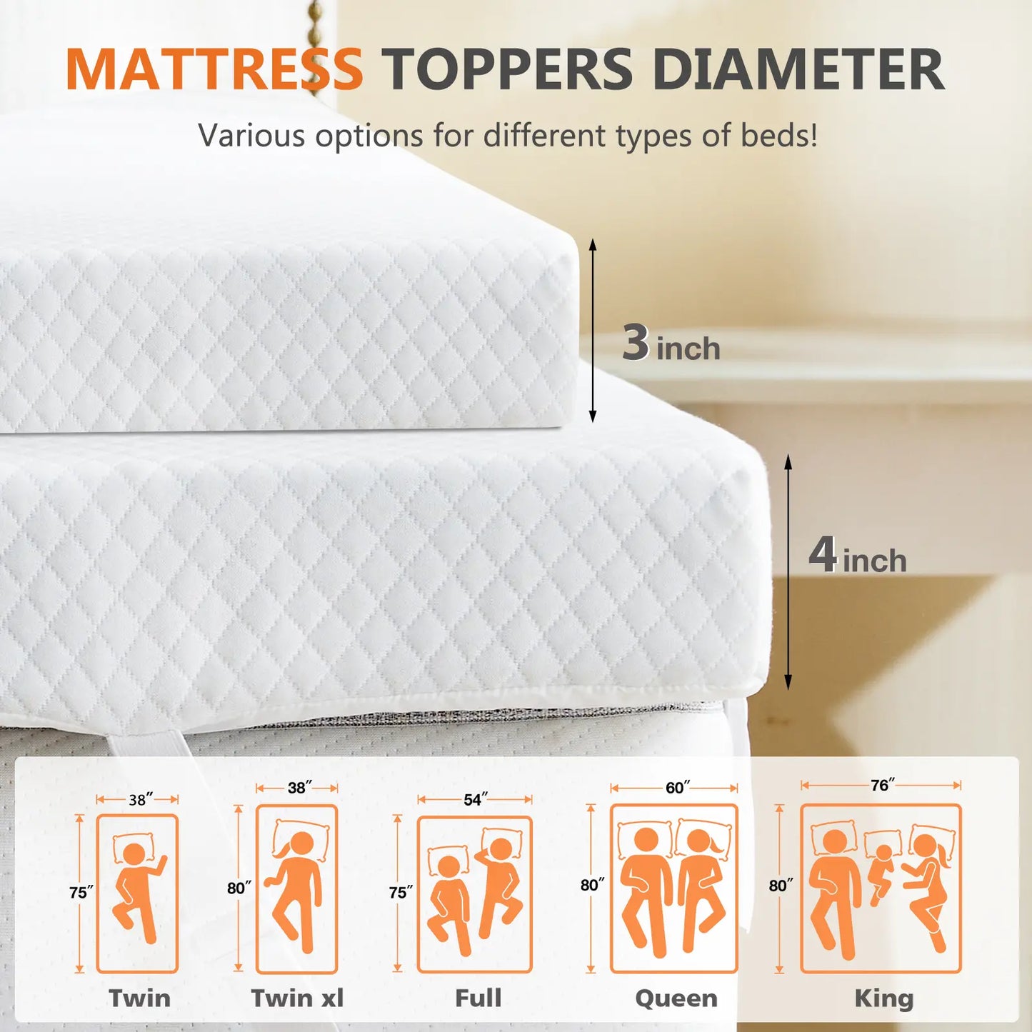 Cooling Gel Memory Foam Mattress Topper for Relieve Back Pain, Ventilated Design, CertiPUR-US Certified, Removable Plush Cover