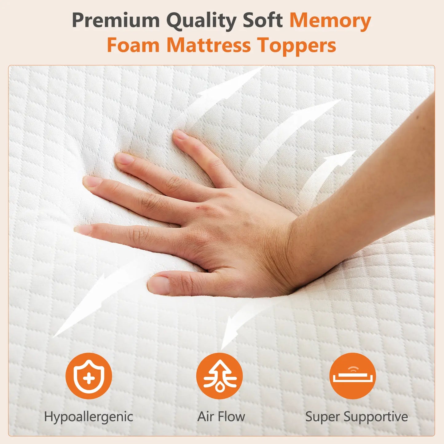 Cooling Gel Memory Foam Mattress Topper for Relieve Back Pain, Ventilated Design, CertiPUR-US Certified, Removable Plush Cover