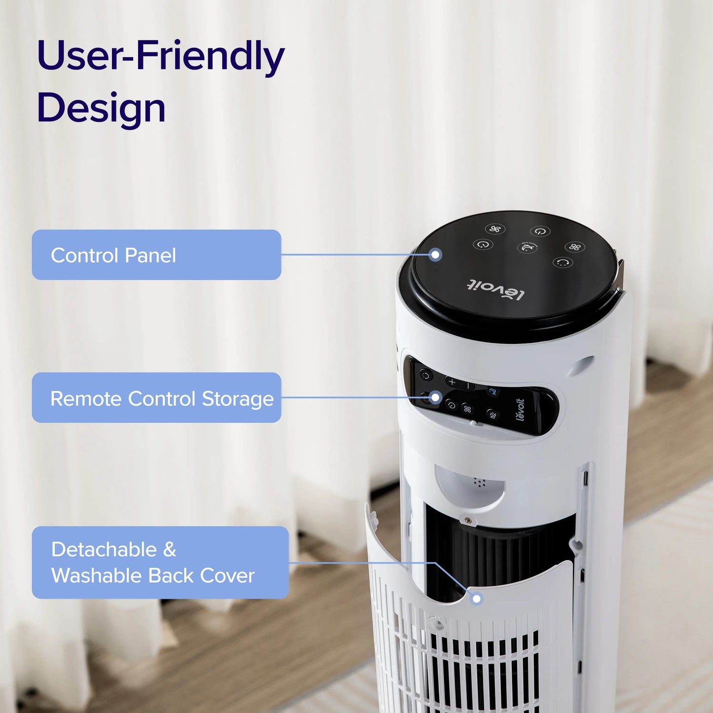 LEVOIT Classic 42 Tower Fan, Oscillating Quiet 42 Inch Fan 25ft/s Velocity 25dB With AC Motor for Bedroom, 4 Modes, 12H Timer, Standing Fan for Home