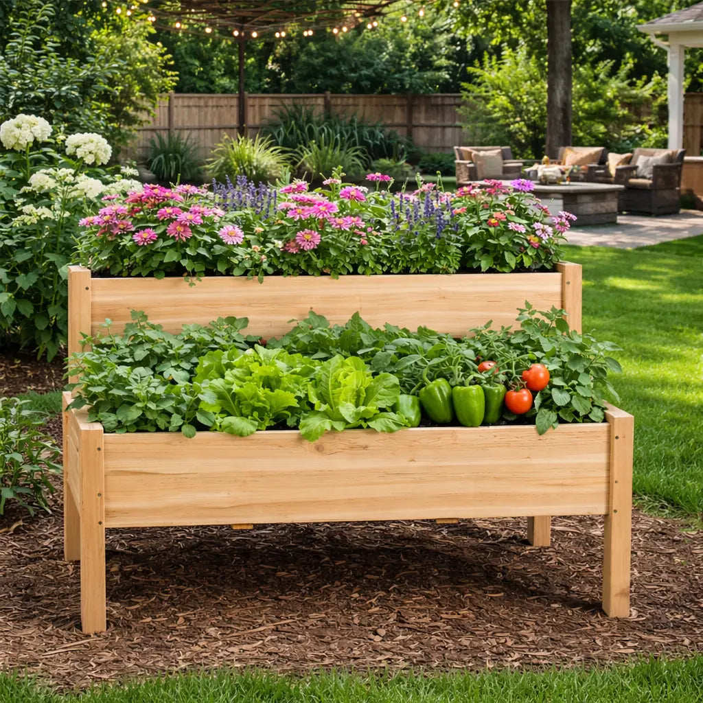Yaheetech Large Raised Garden Bed Elevated Wooden Horticulture Planter Box with Legs Standing Growing Bed for Gardening/Backyard/Patio/Balcony