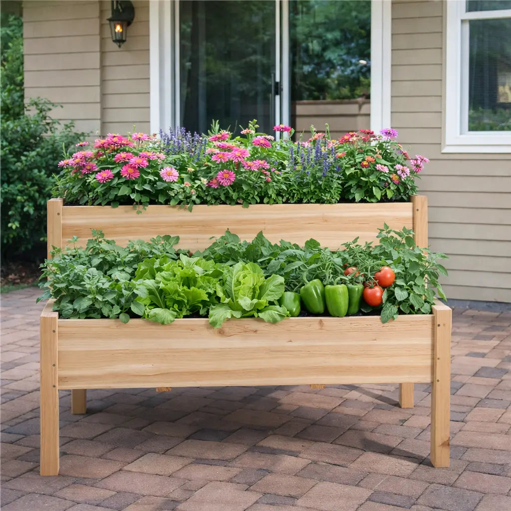 Yaheetech Large Raised Garden Bed Elevated Wooden Horticulture Planter Box with Legs Standing Growing Bed for Gardening/Backyard/Patio/Balcony