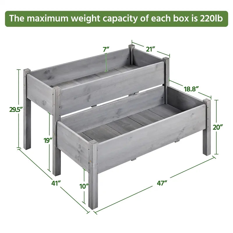 Yaheetech Large Raised Garden Bed Elevated Wooden Horticulture Planter Box with Legs Standing Growing Bed for Gardening/Backyard/Patio/Balcony