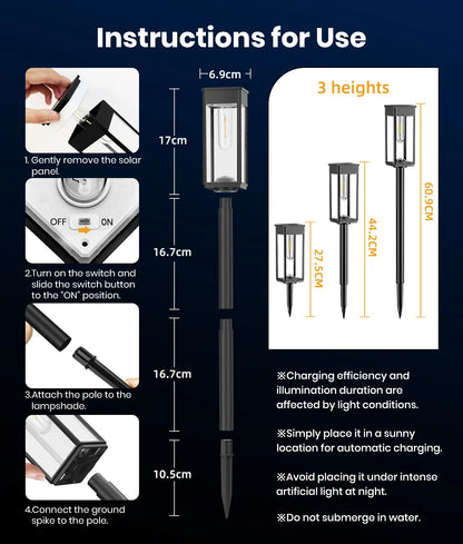 Elegant Solar Pathway Lights Modern Luxury | Easy Installation, Auto On/Off & IP65 Waterproof | For Garden, Yard & Driveway, Outdoor Solar Lighting, Decorative & Rechargeable