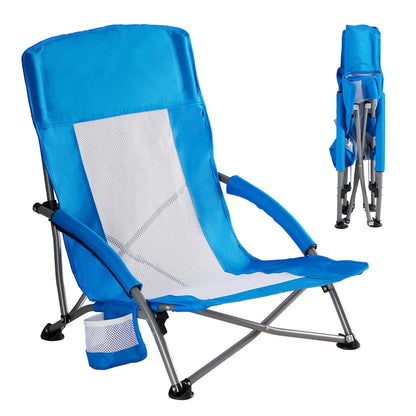 Heavy Duty Camp Chair with 2 Cup Holders & Side Pockets – Folds into Carry Bag