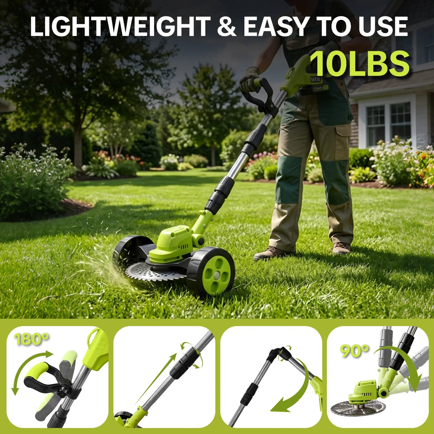 3 In 1 Cordless Lawn Mower & Grass Trimmer Kit with 2 Rechargeable Batteries for Garden & Yard Care