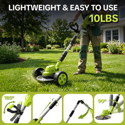3 In 1 Cordless Lawn Mower & Grass Trimmer Kit with 2 Rechargeable Batteries for Garden & Yard Care