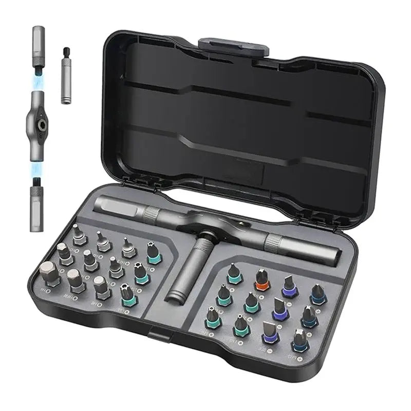 24-in-1 Screwdriver Set, Switchable Magnetic Screwdriver & Ratchet Tool, Compact, Portable Home Repair Toolbox