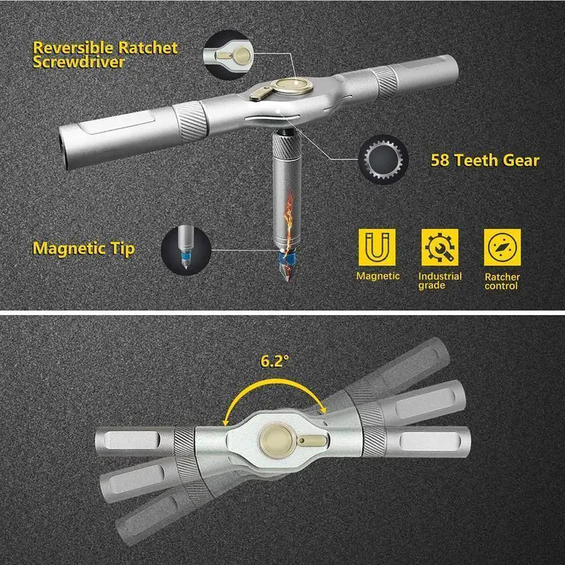 24-in-1 Screwdriver Set, Switchable Magnetic Screwdriver & Ratchet Tool, Compact, Portable Home Repair Toolbox