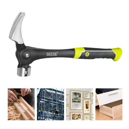 16oz Claw Hammer with Magnetic Nail Starter,Indexing Rip Claw,Forged Steel Head