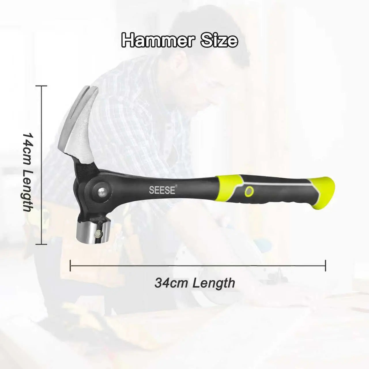 16oz Claw Hammer with Magnetic Nail Starter,Indexing Rip Claw,Forged Steel Head